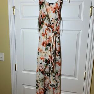 Scobe Size medium floral sleeveless romper with skirted cover